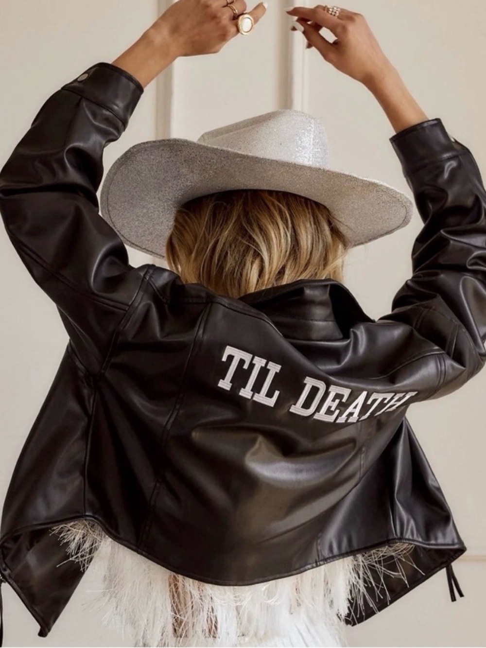 12th Tribe Black Faux Leather 'Til Death' Moto Jacket